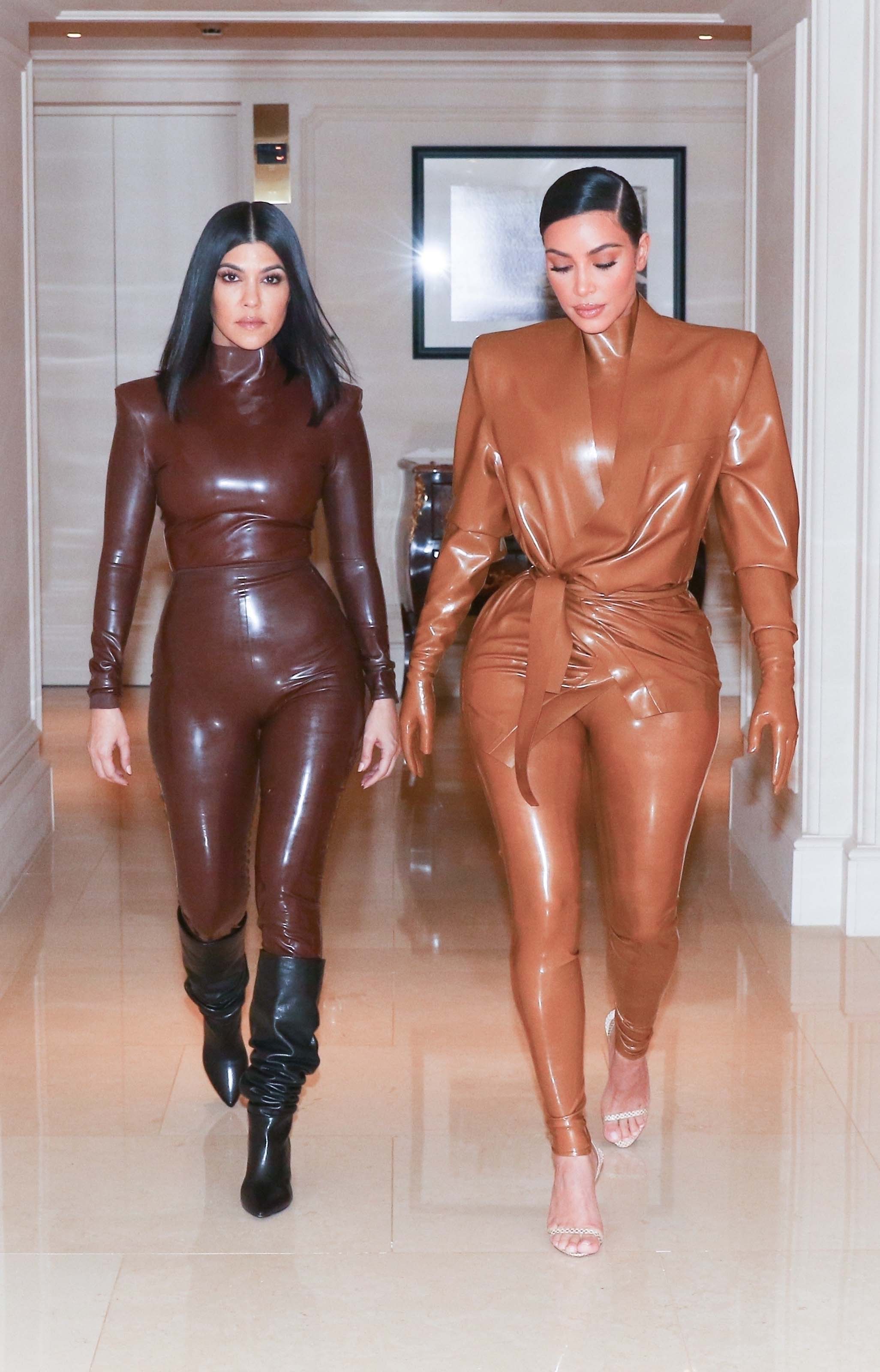 Kim Kardashian & Kourtney Kardashian seen out & about in Paris