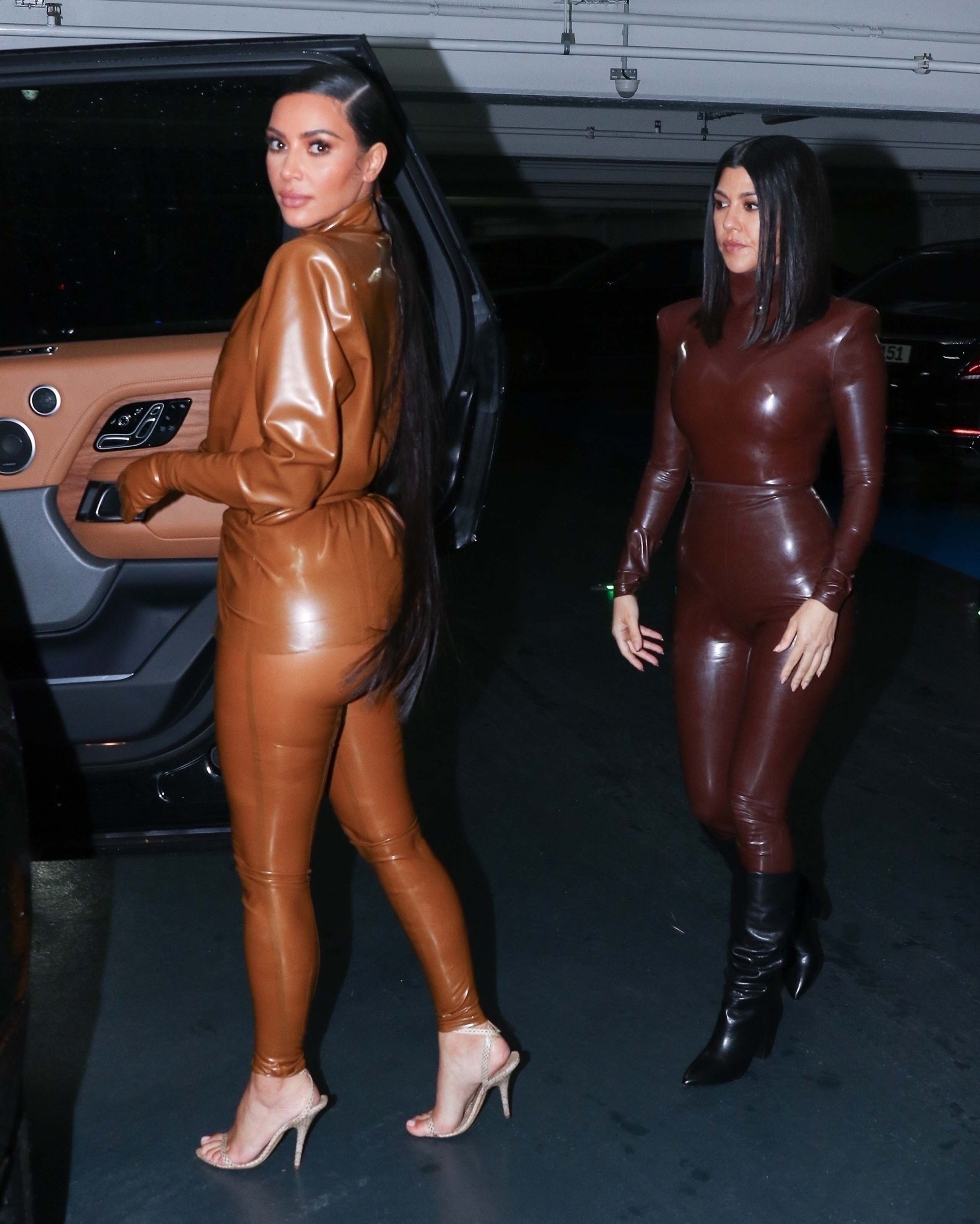 Kim Kardashian & Kourtney Kardashian seen out & about in Paris