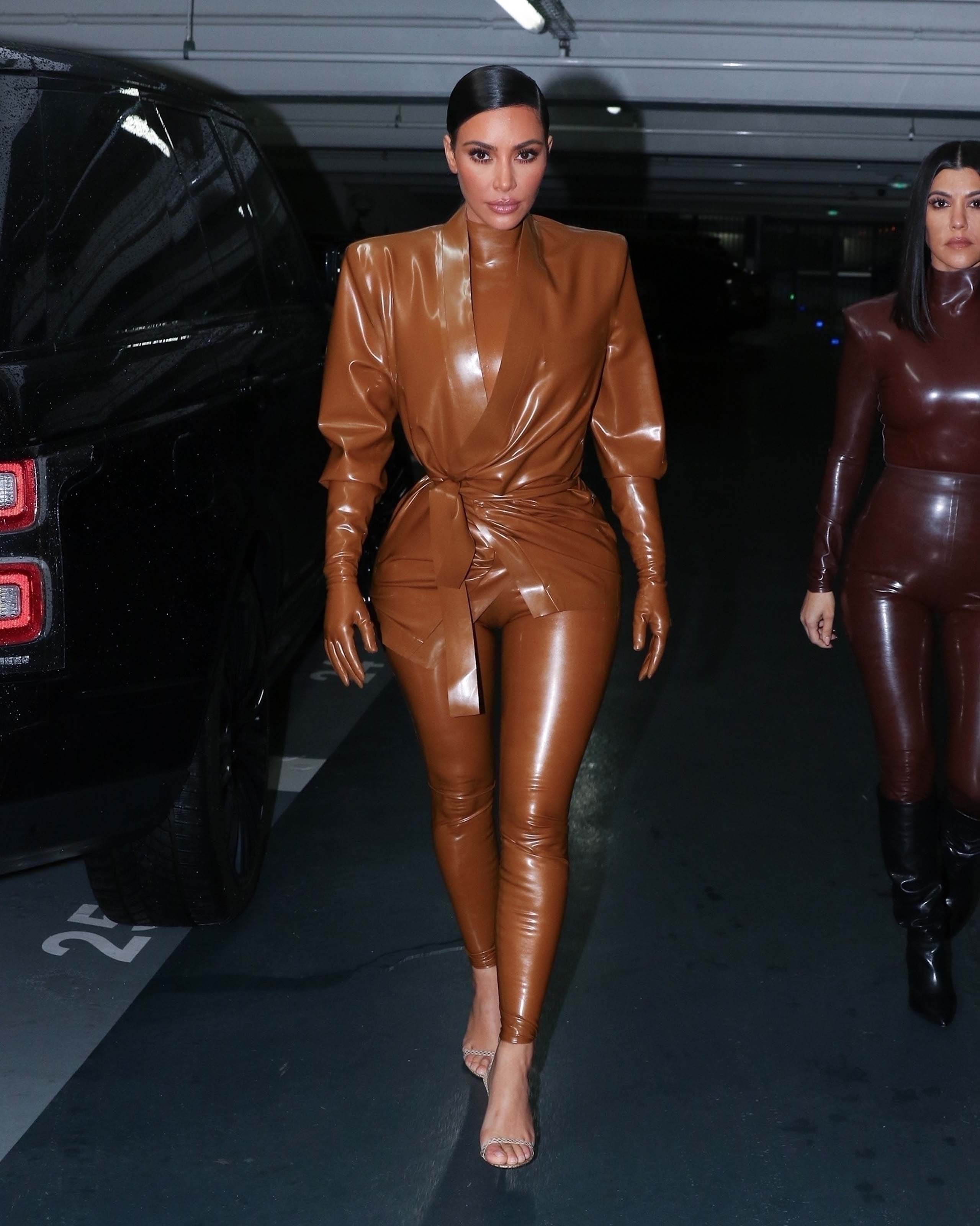 Kim Kardashian & Kourtney Kardashian seen out & about in Paris