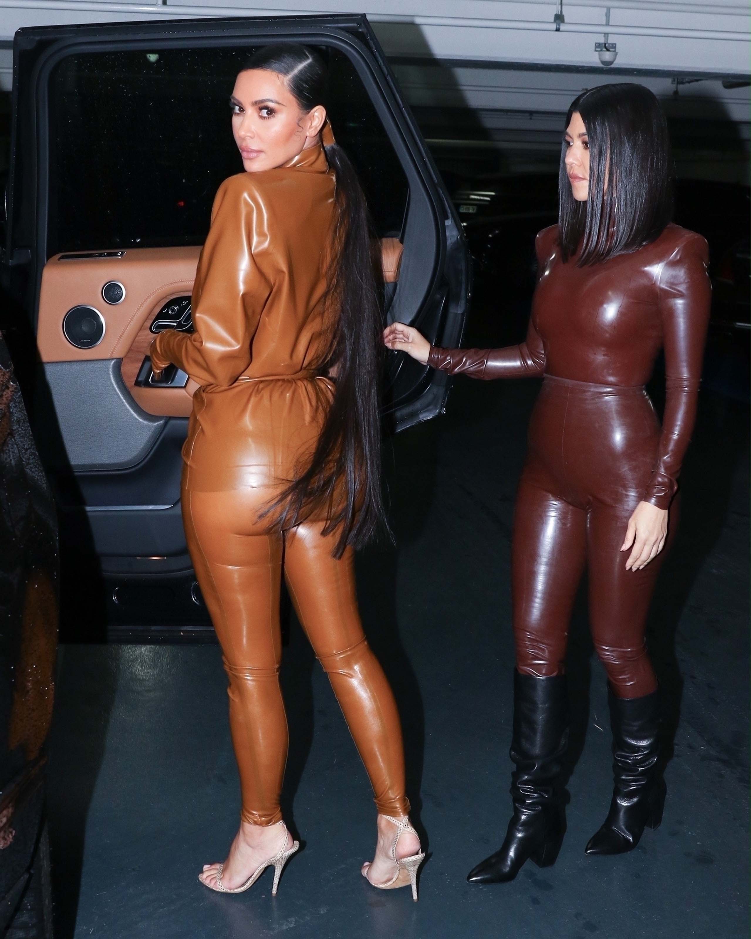 Kim Kardashian & Kourtney Kardashian seen out & about in Paris