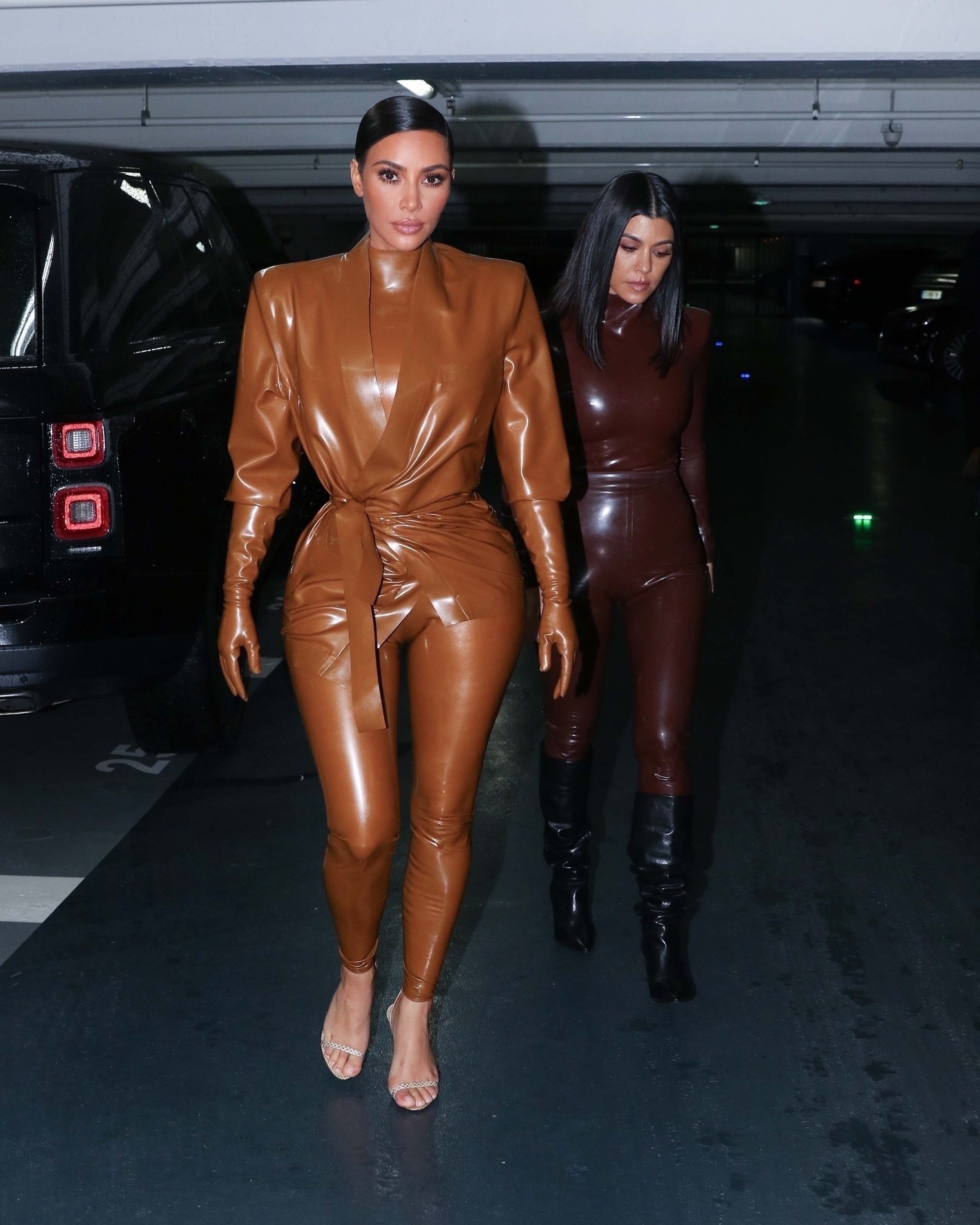 Kim Kardashian & Kourtney Kardashian seen out & about in Paris