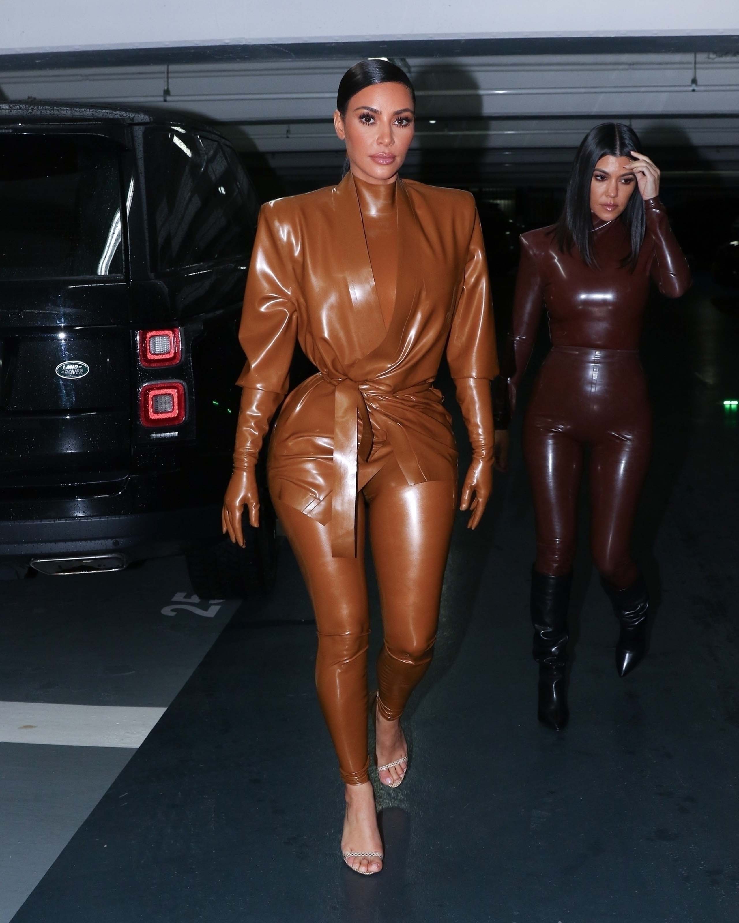 Kim Kardashian & Kourtney Kardashian seen out & about in Paris