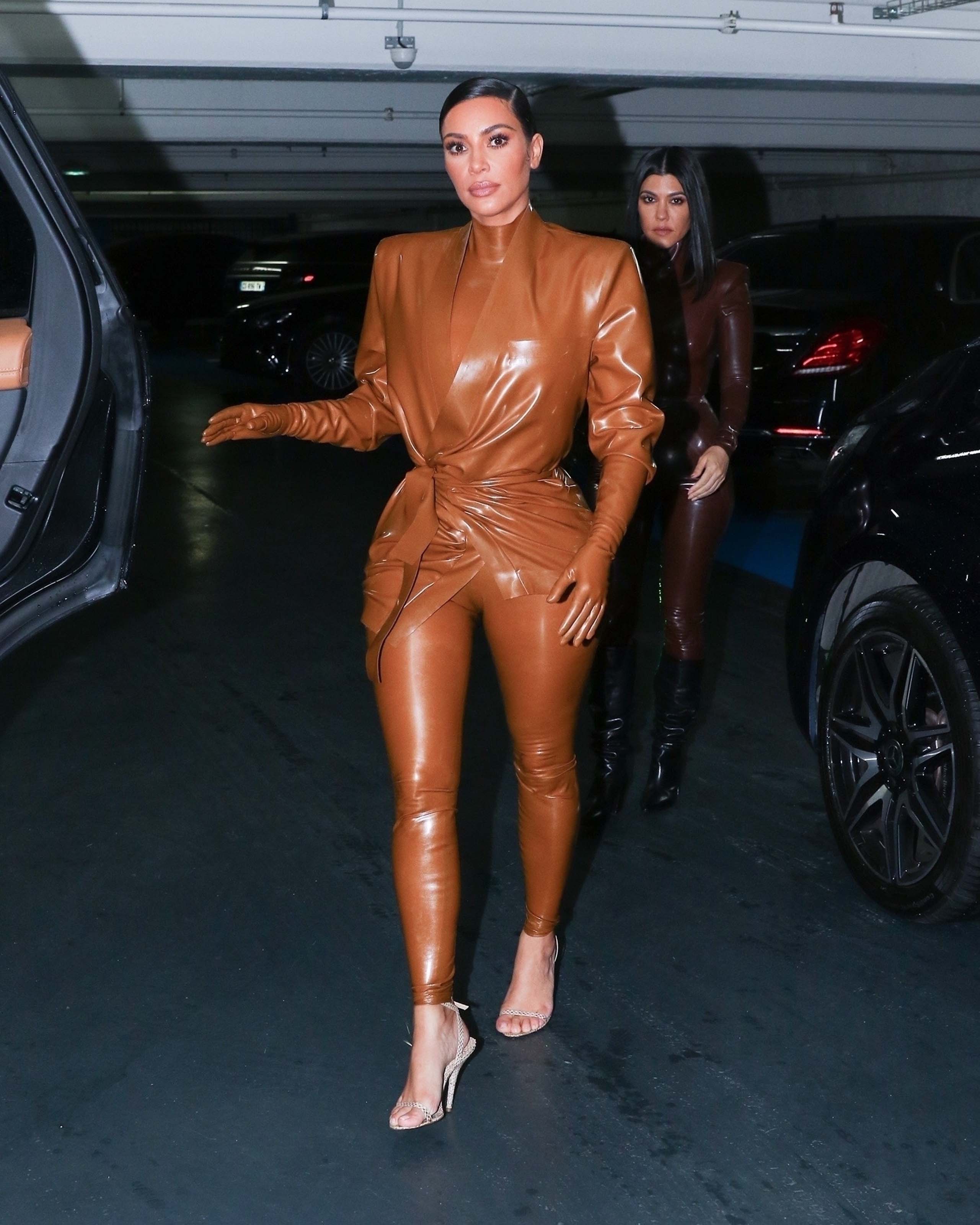 Kim Kardashian & Kourtney Kardashian seen out & about in Paris