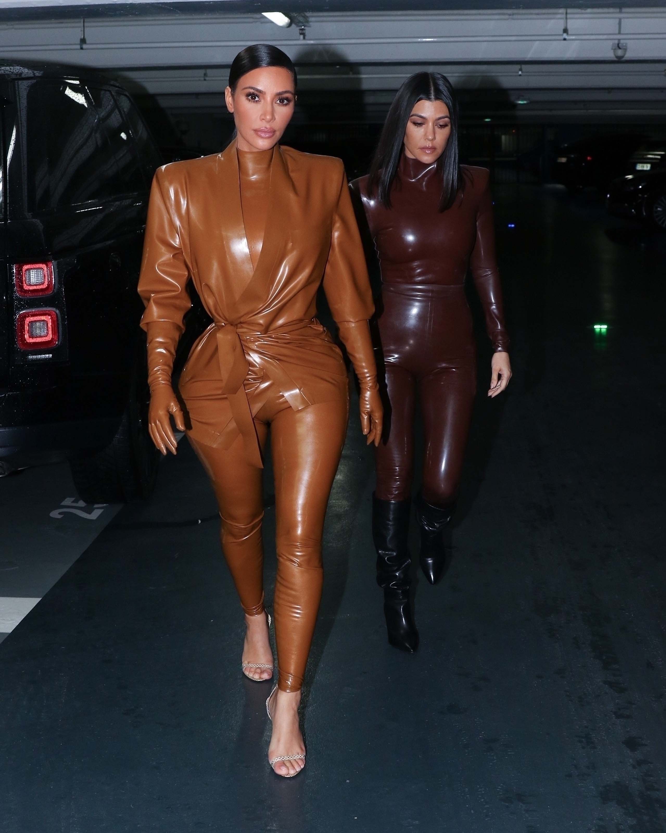 Kim Kardashian & Kourtney Kardashian seen out & about in Paris