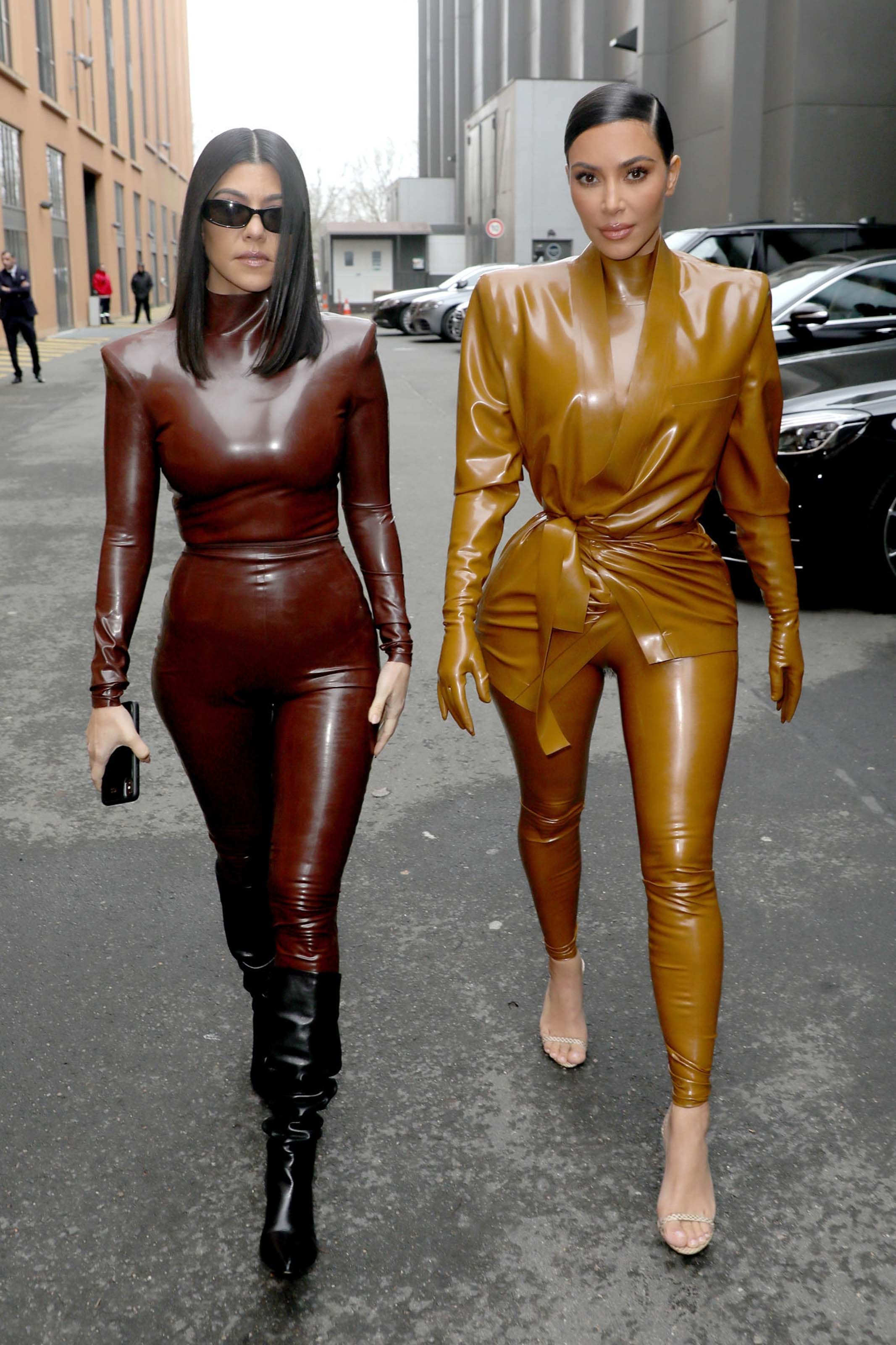 Kim Kardashian & Kourtney Kardashian seen out & about in Paris