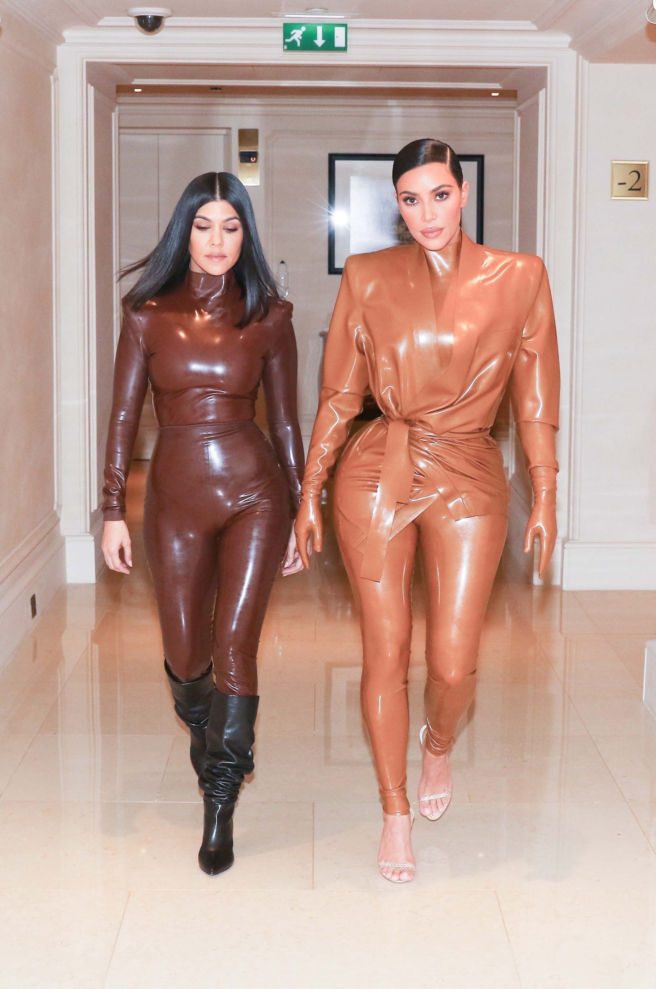 Kim Kardashian & Kourtney Kardashian seen out & about in Paris