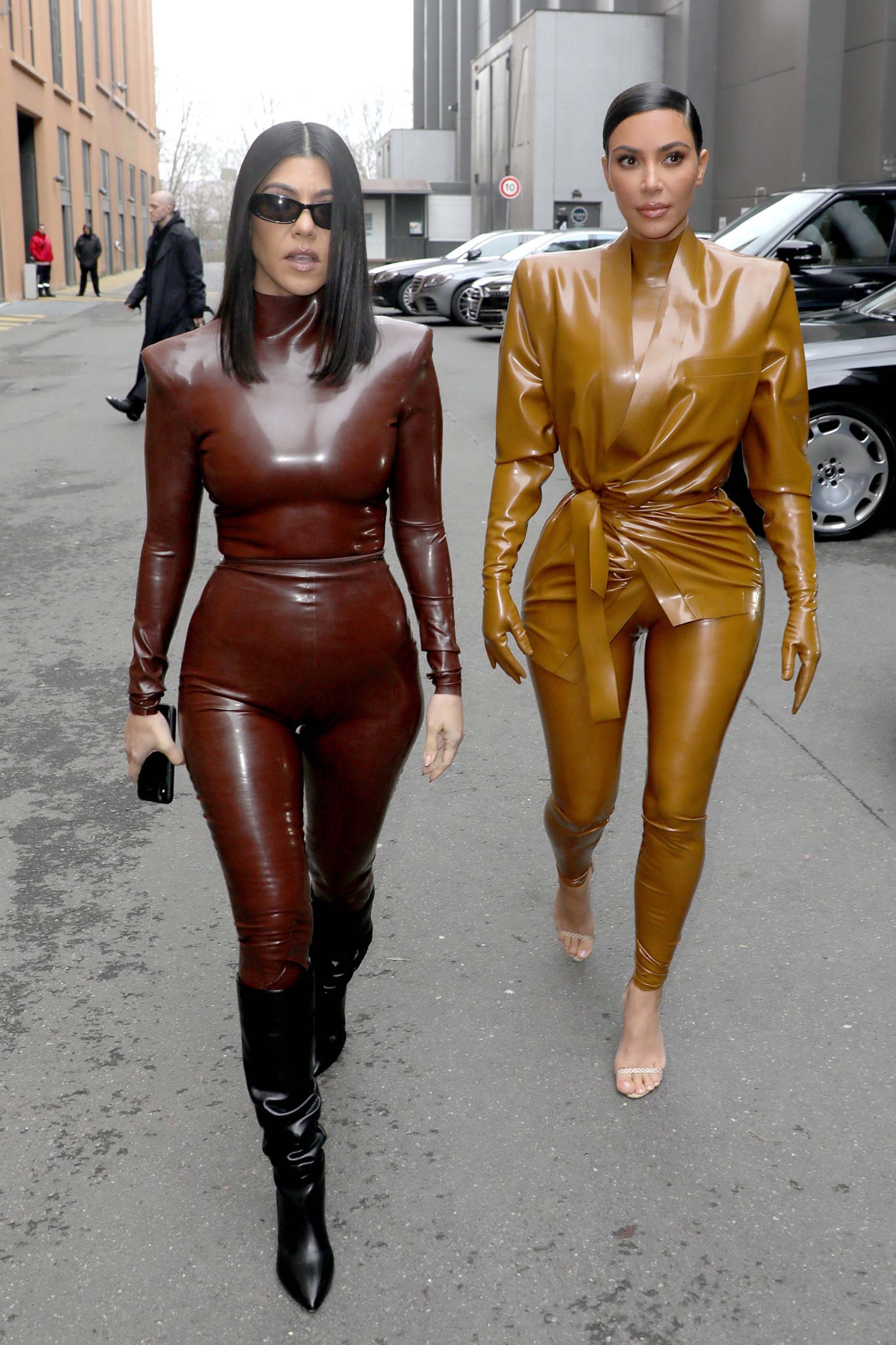 Kim Kardashian & Kourtney Kardashian seen out & about in Paris