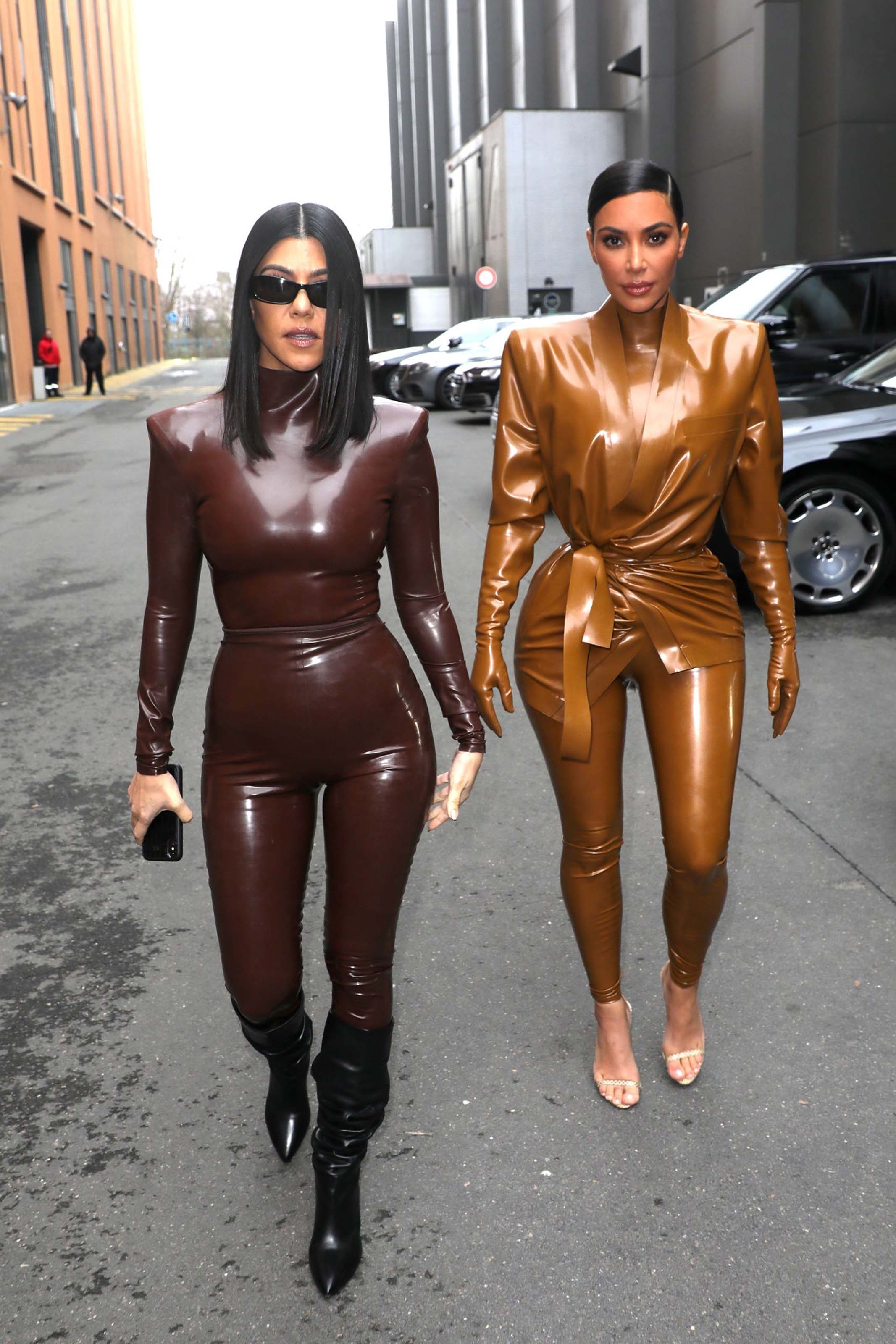 Kim Kardashian & Kourtney Kardashian seen out & about in Paris