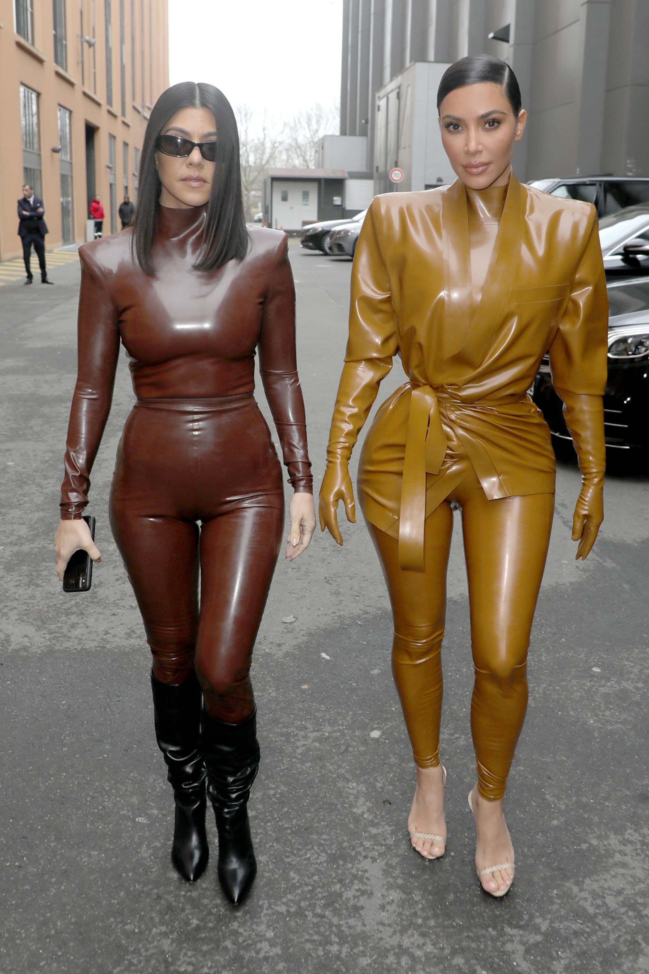 Kim Kardashian & Kourtney Kardashian seen out & about in Paris