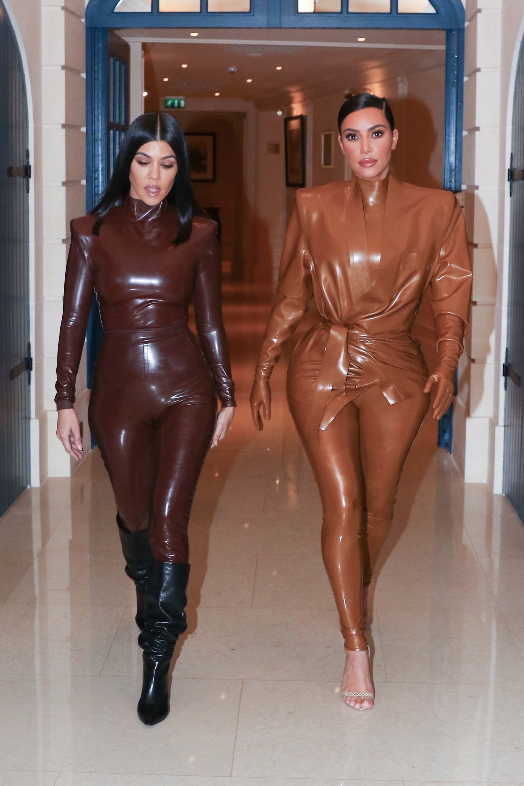 Kim Kardashian & Kourtney Kardashian seen out & about in Paris