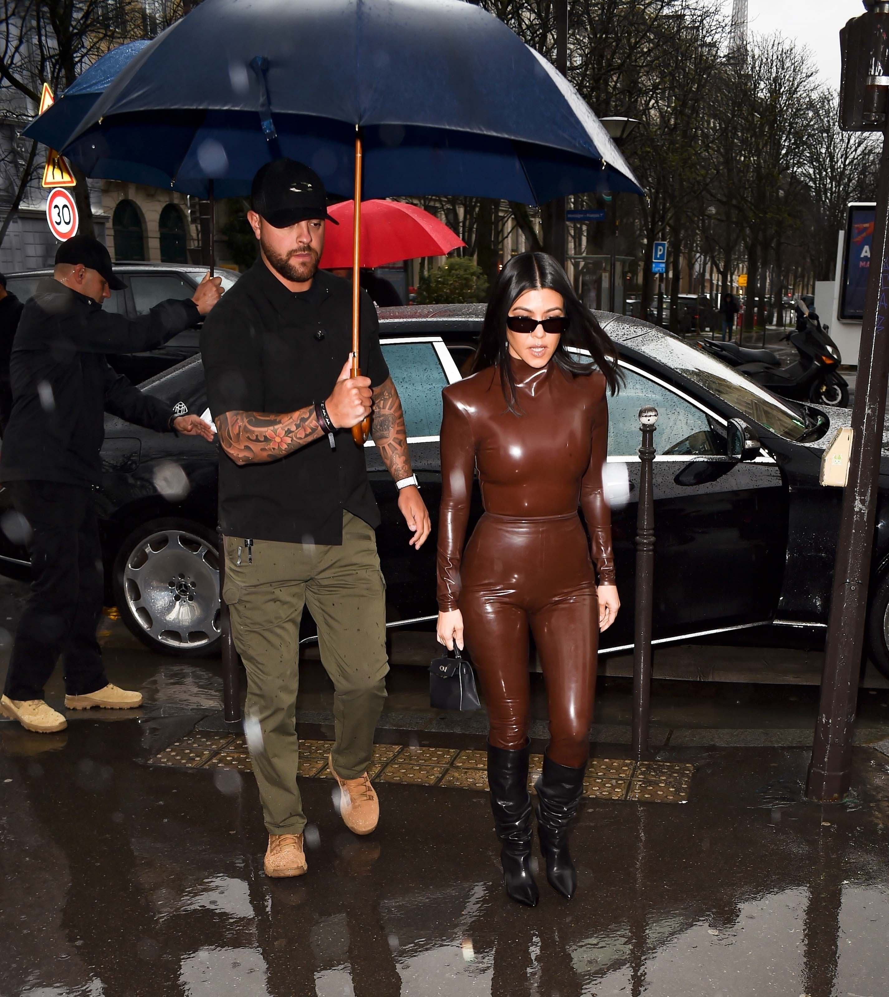 Kim Kardashian & Kourtney Kardashian seen out & about in Paris