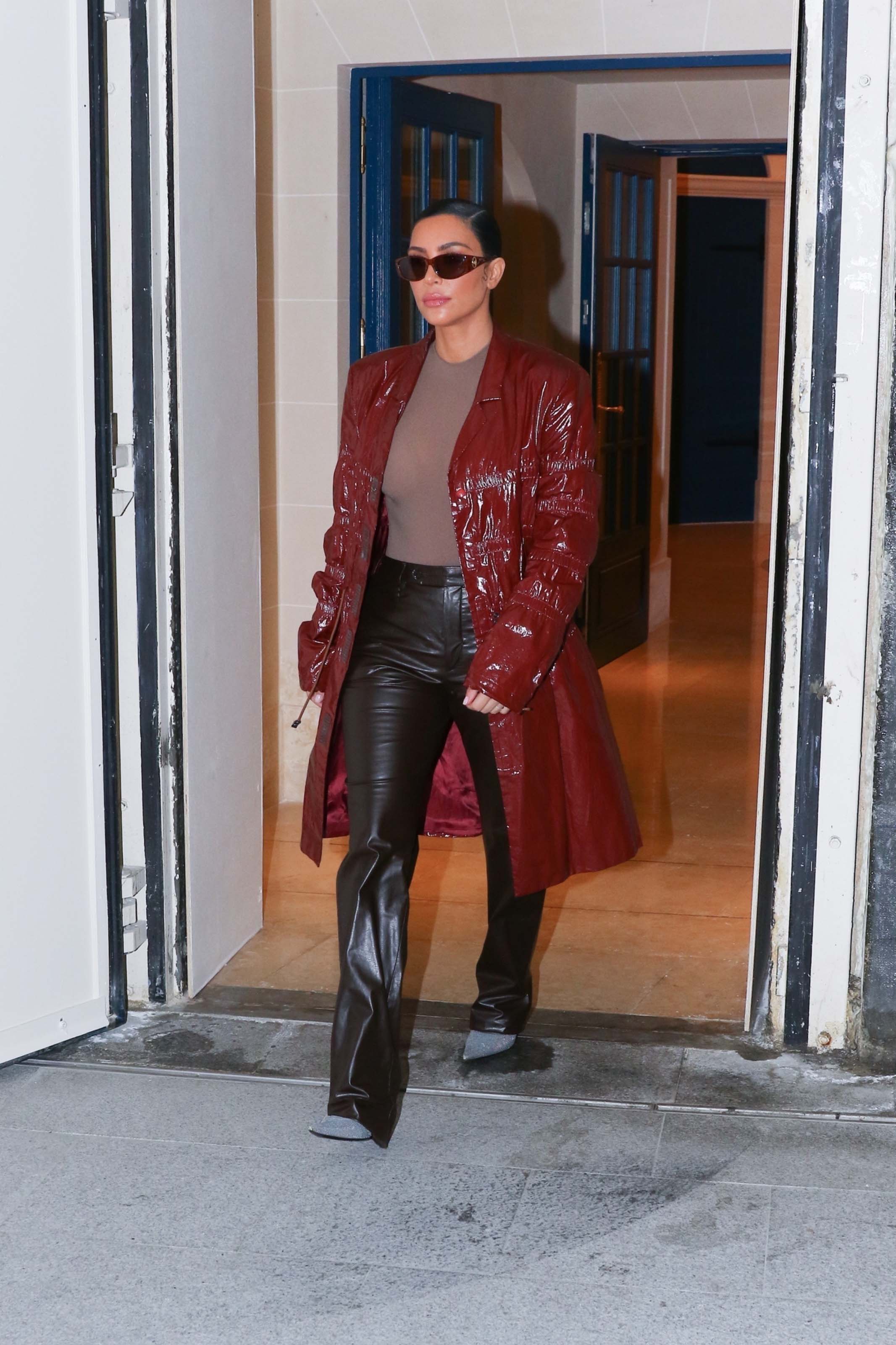 Kim Kardashian leaving her hotel in Paris
