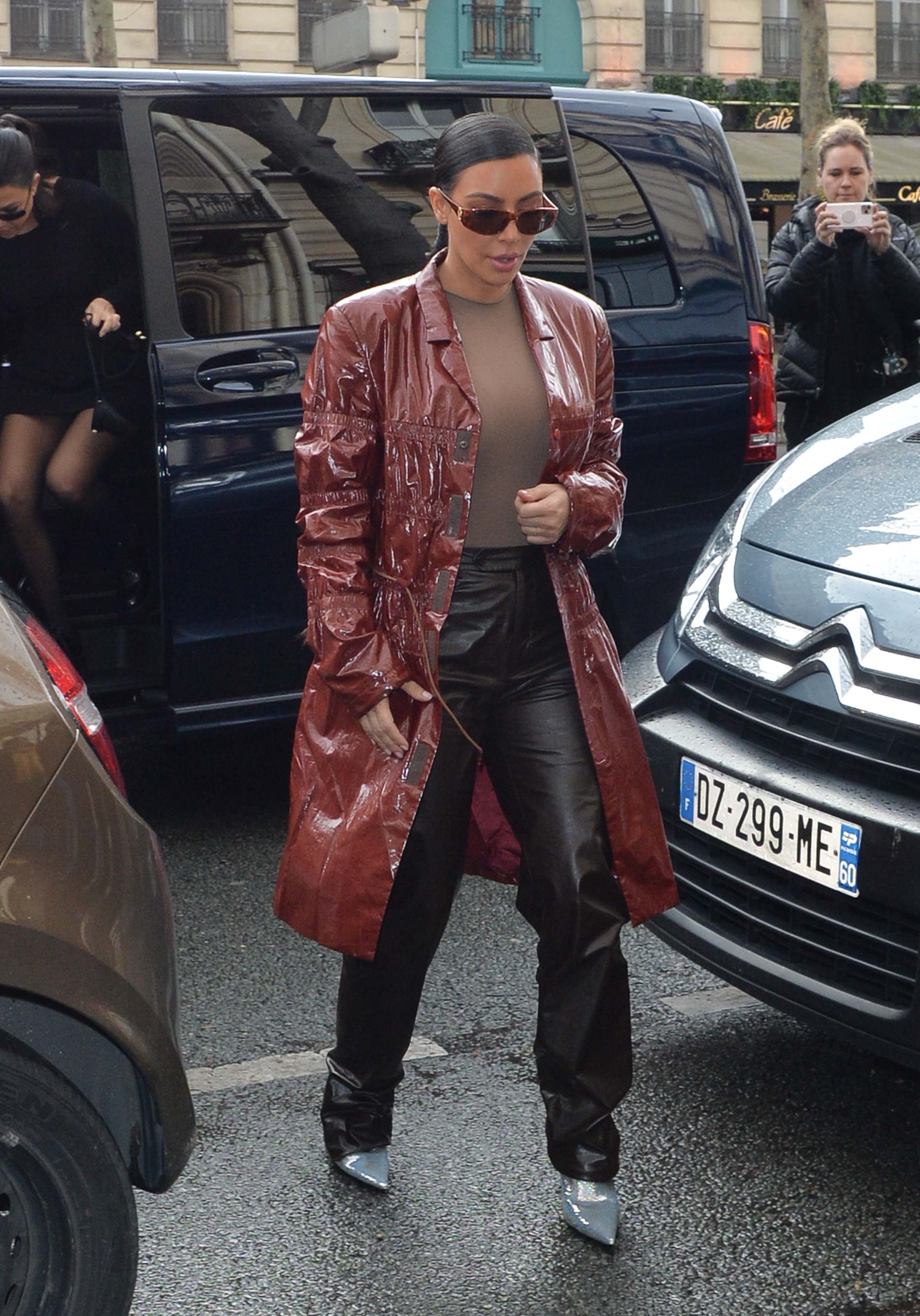 Kim Kardashian leaving her hotel in Paris