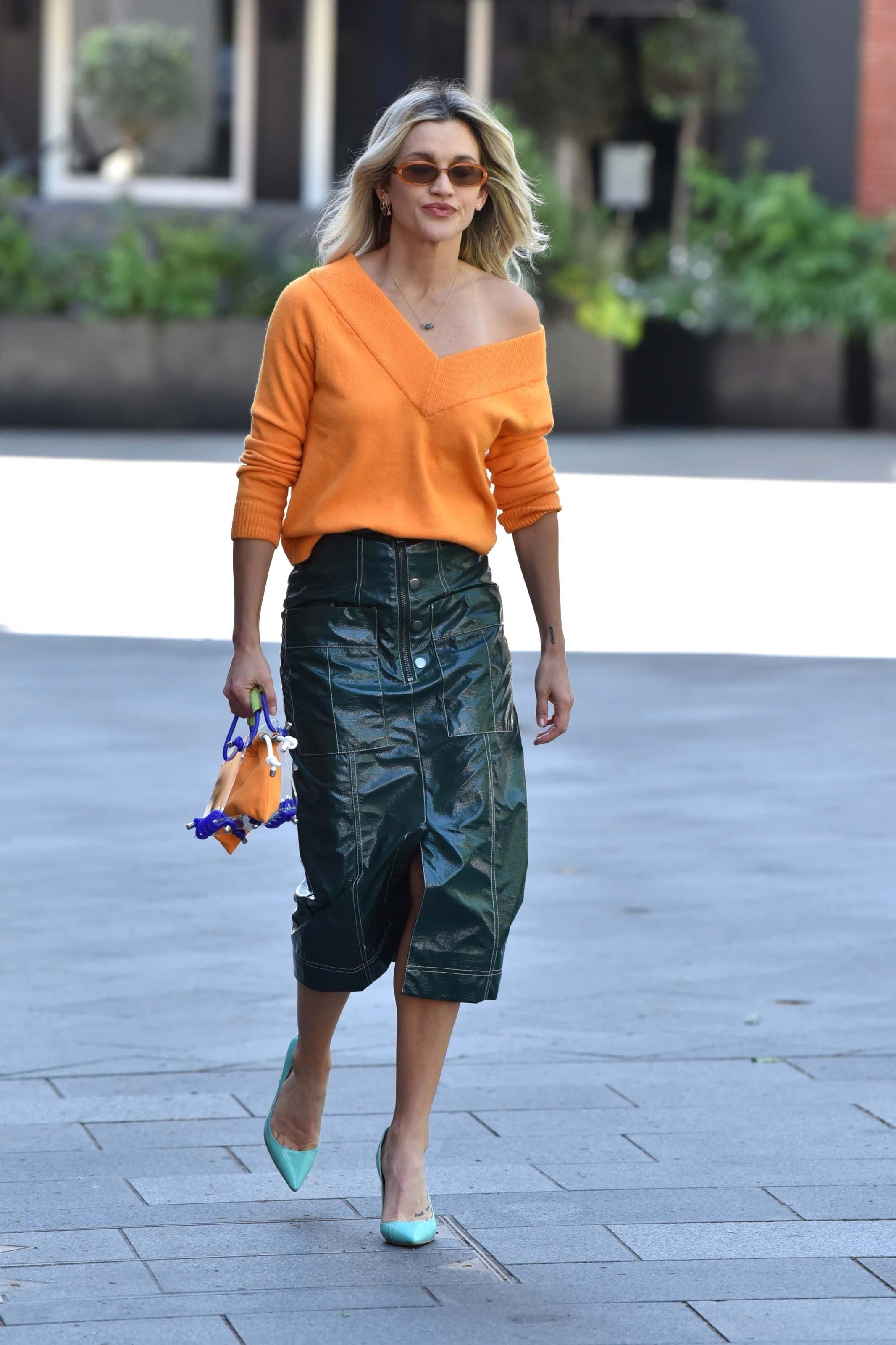 Ashley Roberts pictured leaving the Global studios after Heart show