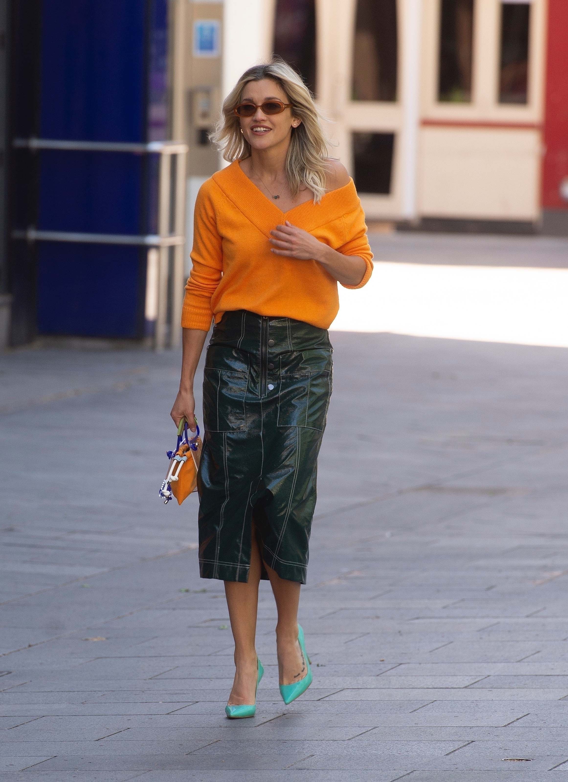 Ashley Roberts pictured leaving the Global studios after Heart show