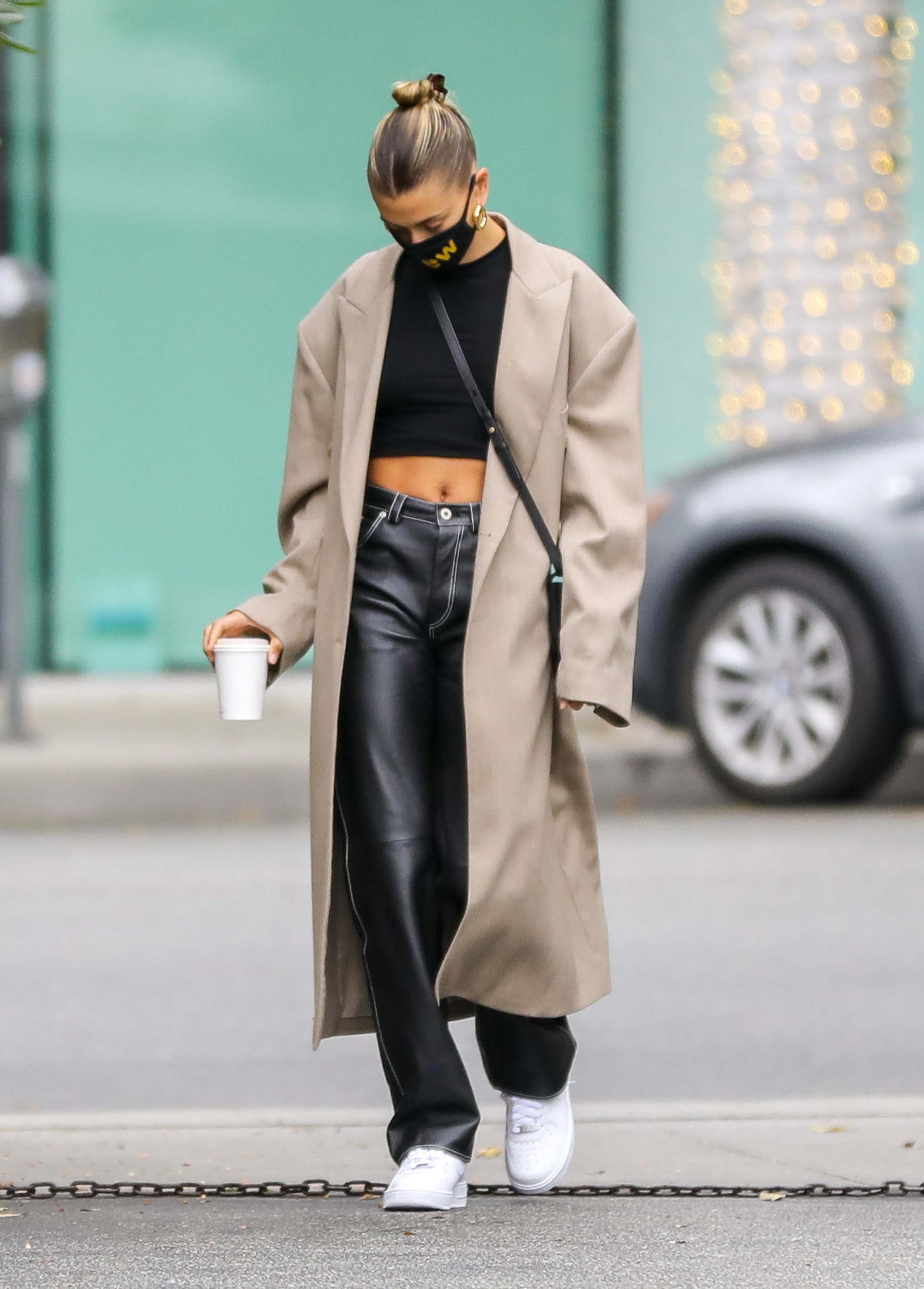 Hailey Bieber seen at Blue Bottle Cafe