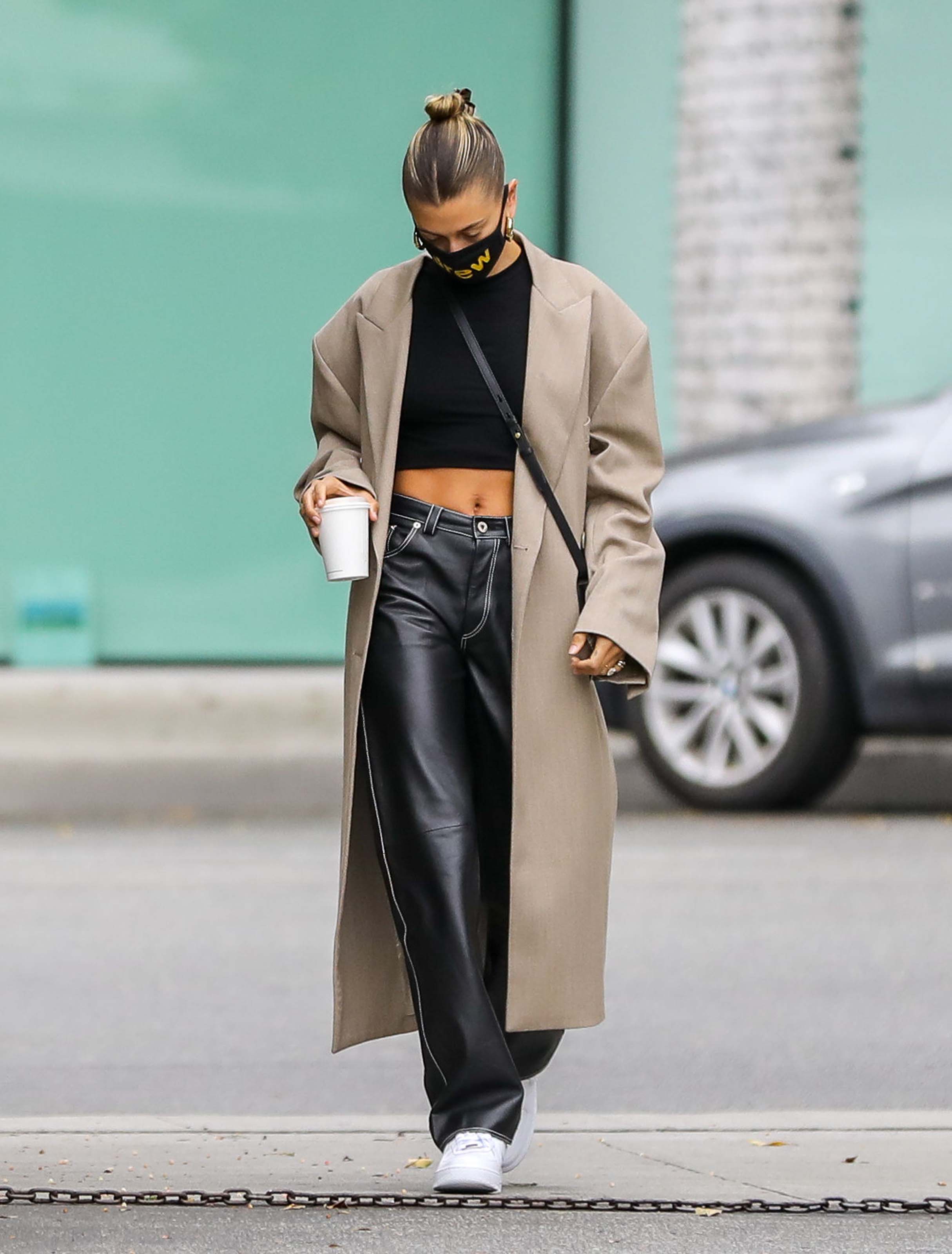 Hailey Bieber seen at Blue Bottle Cafe