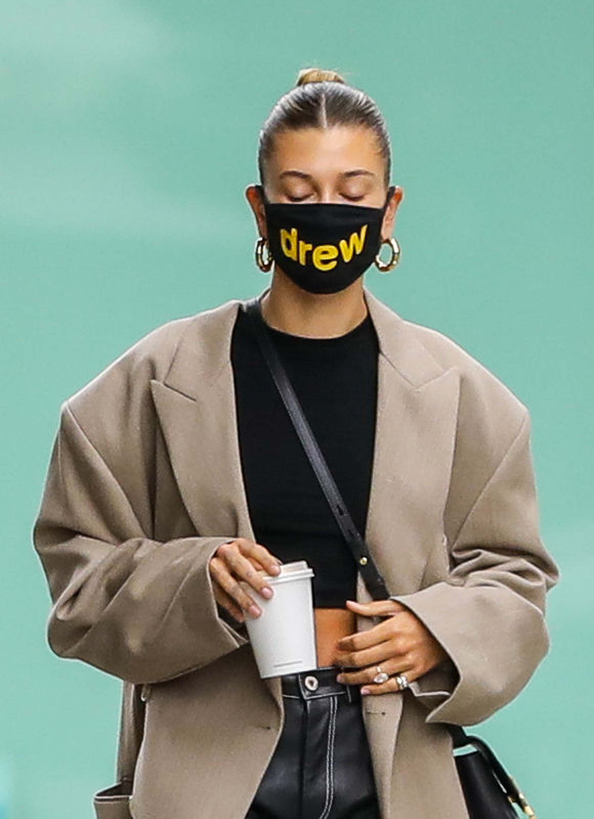 Hailey Bieber seen at Blue Bottle Cafe