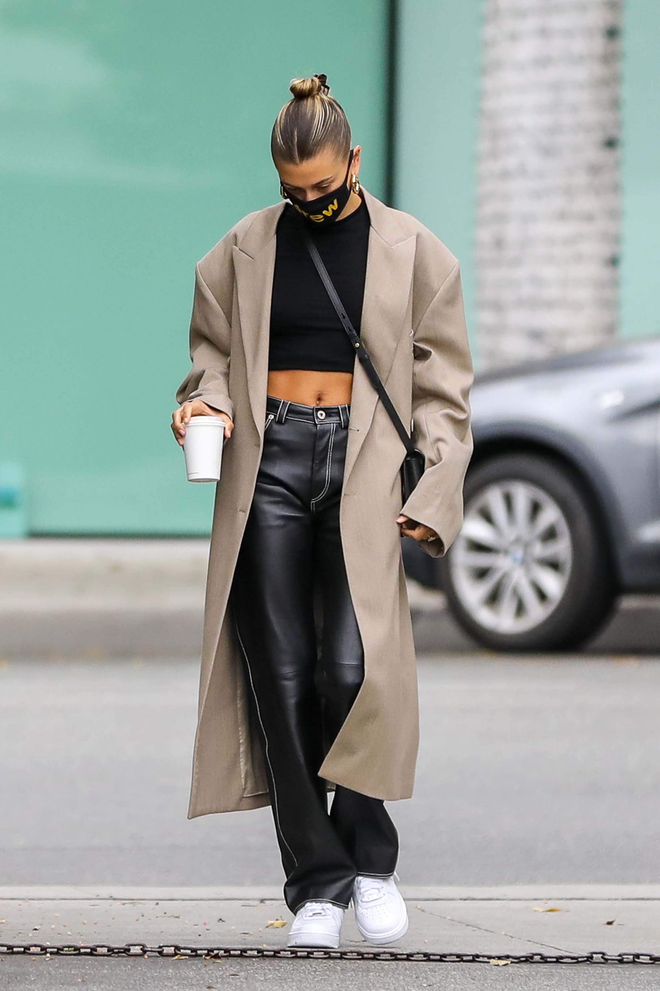 Hailey Bieber seen at Blue Bottle Cafe