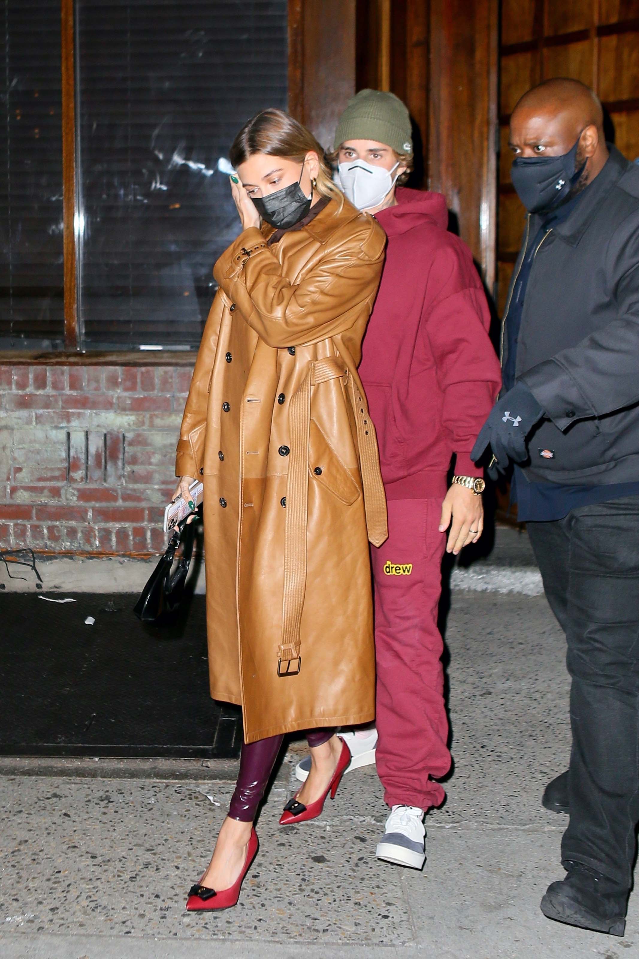 Hailey Baldwin seen at Carbone in New York