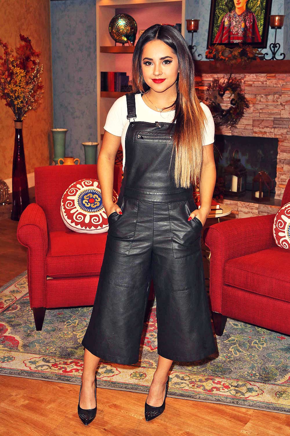 Becky G is seen on the set of Despierta America
