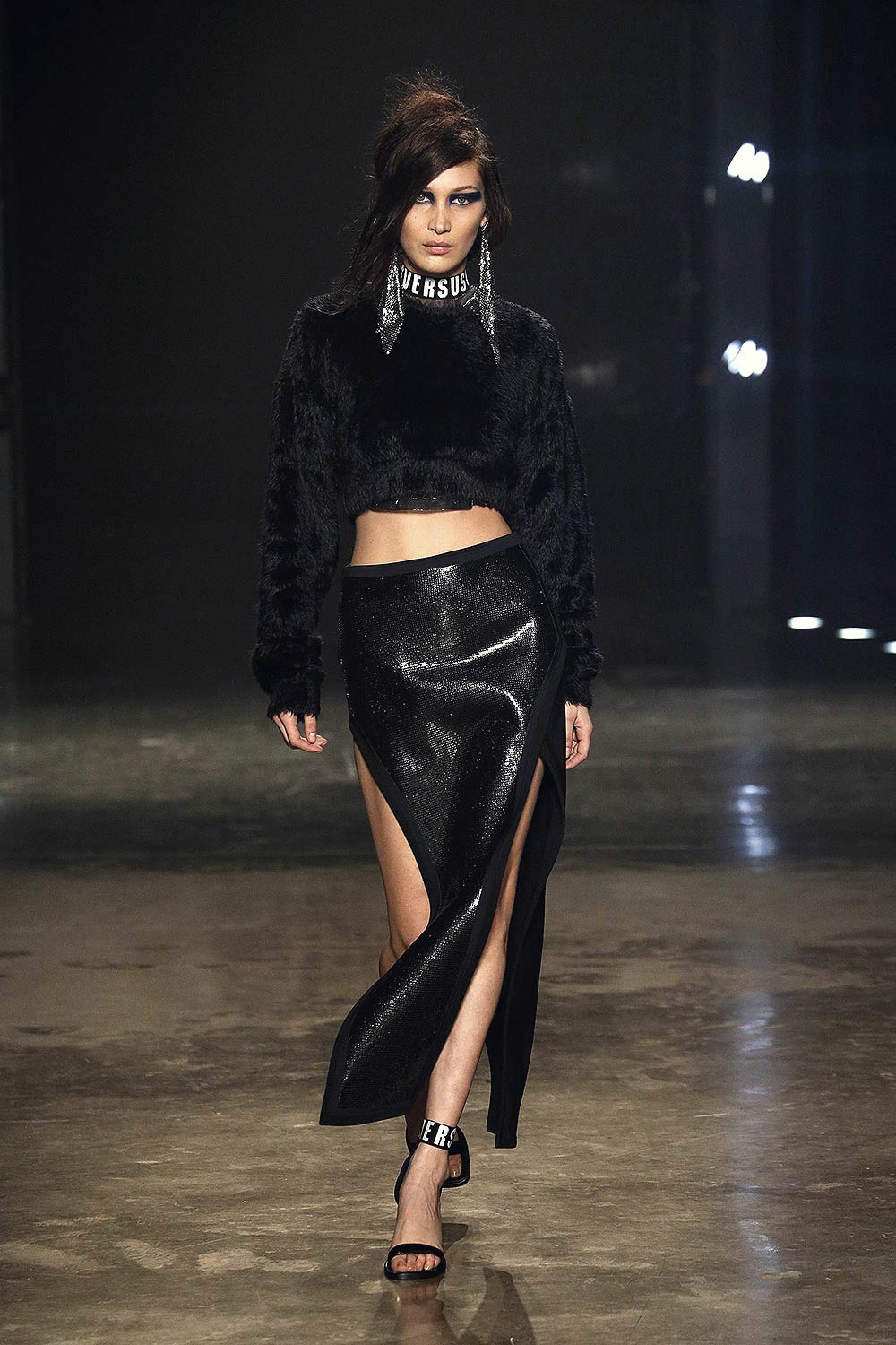 Bella Hadid walks the runway at the VERSUS show