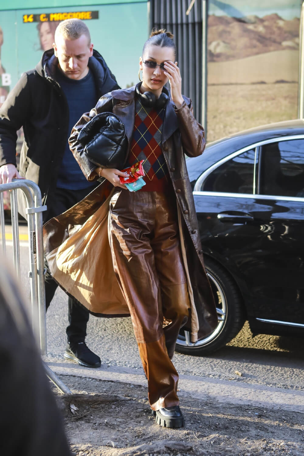 Bella Hadid arrives for the Fendi Fashion Show