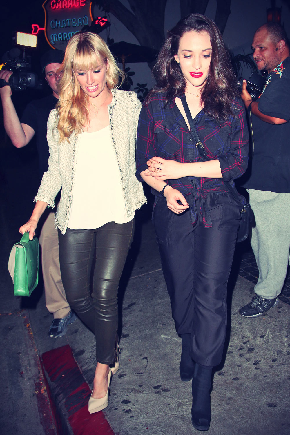 Beth Behrs and Kat Dennings leaving Chateau Marmont