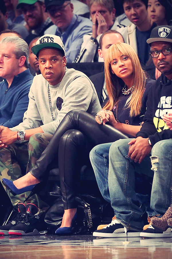 Beyonce attends the game between the Brooklyn Nets and the New York Knicks