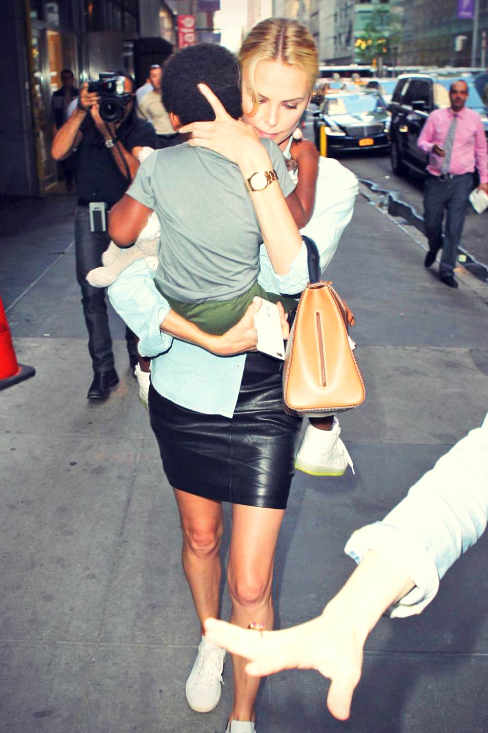 Charlize Theron arriving at her hotel in NYC