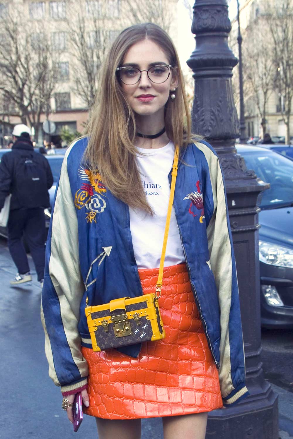 Chiara Ferragni arriving the Giambattista Valli Fashion Show - Leather ...