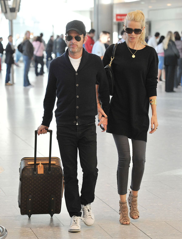 Claudia Schiffer and Matthew Vaughn at Heathrow Airport