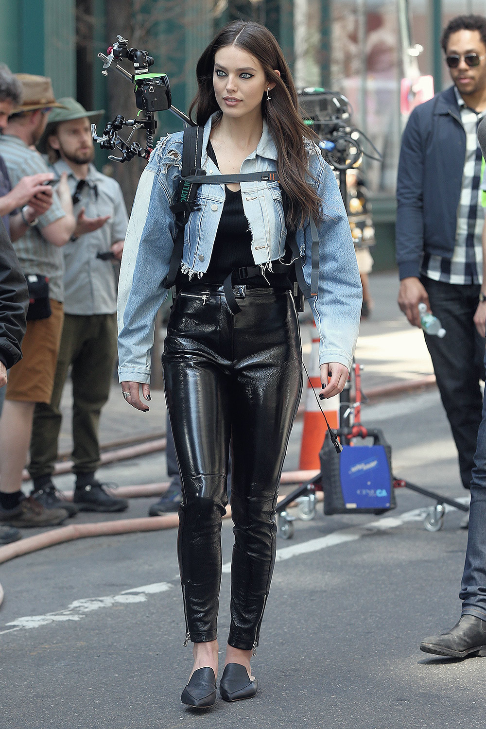 Emily DiDonato filming a Maybelline commercial