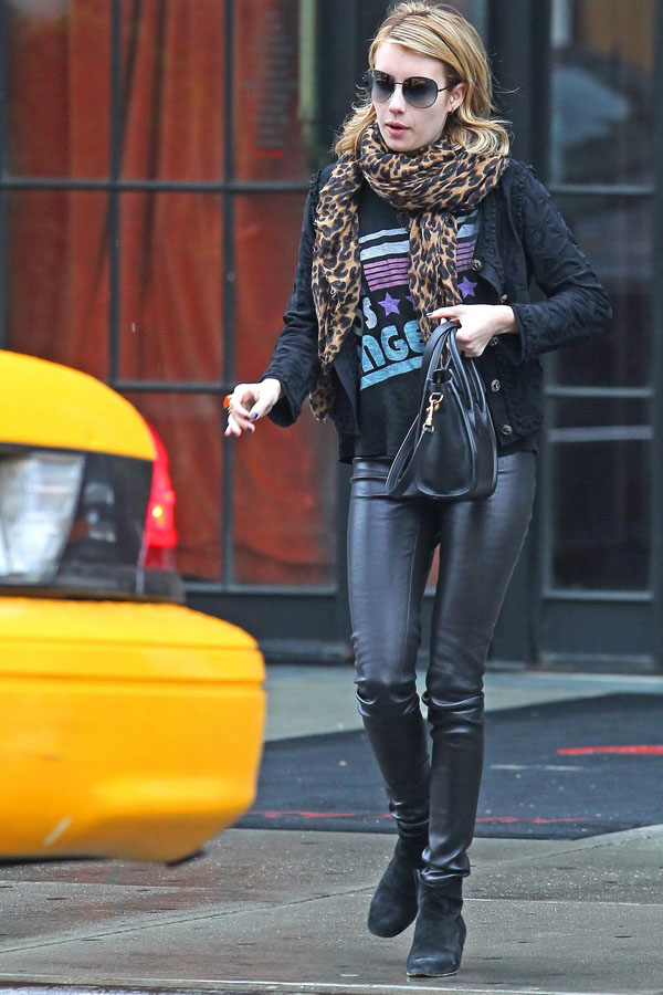 Emma Roberts out and about in NYC - Leather Celebrities