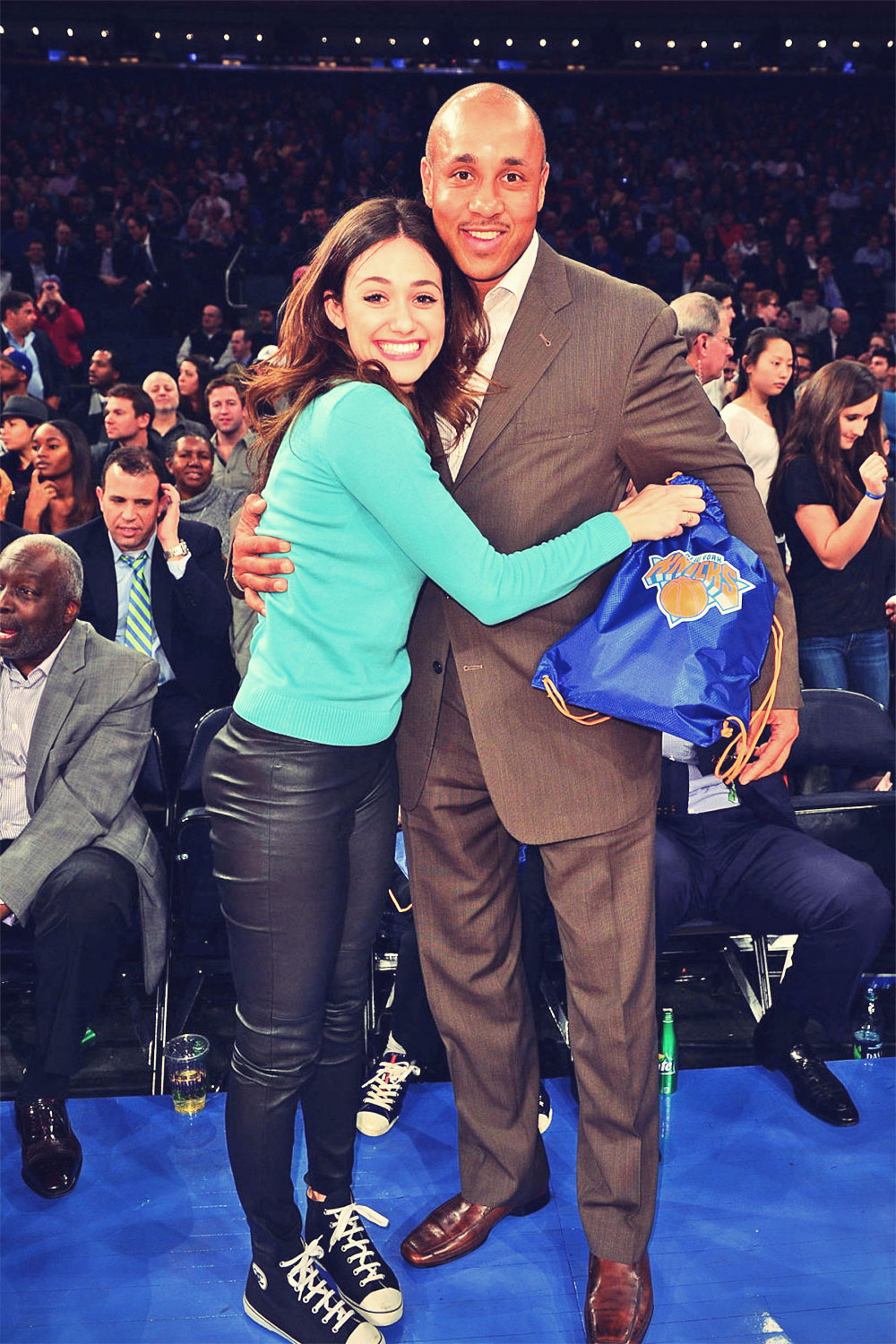 Emmy Rossum Oklahoma City Thunder vs New York Knicks candids