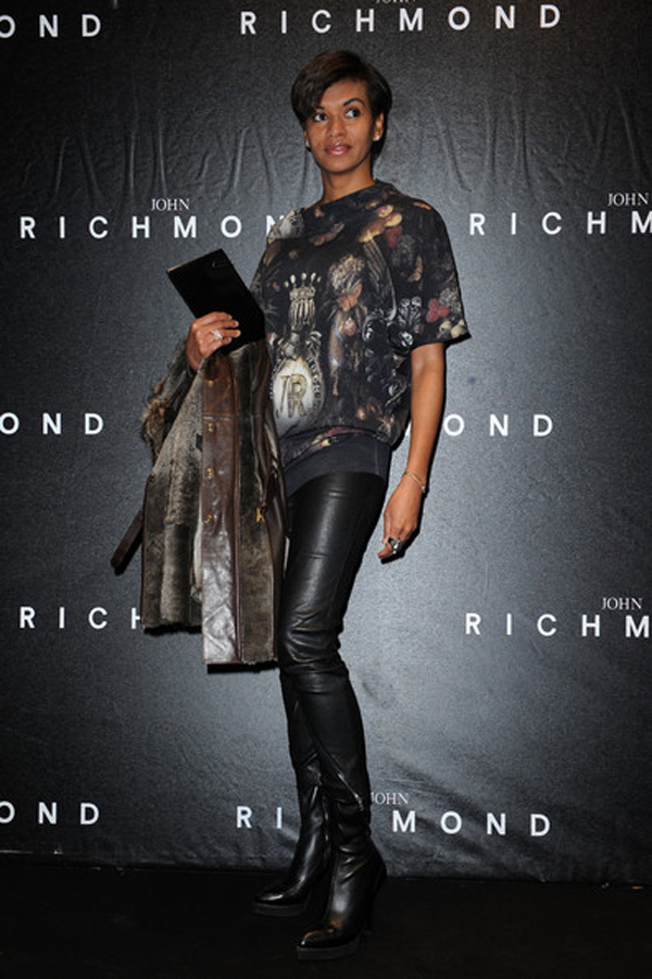 Georgette Eto’o arrives at John Richmond fashion show as part of Milan Fashion Week Menswear