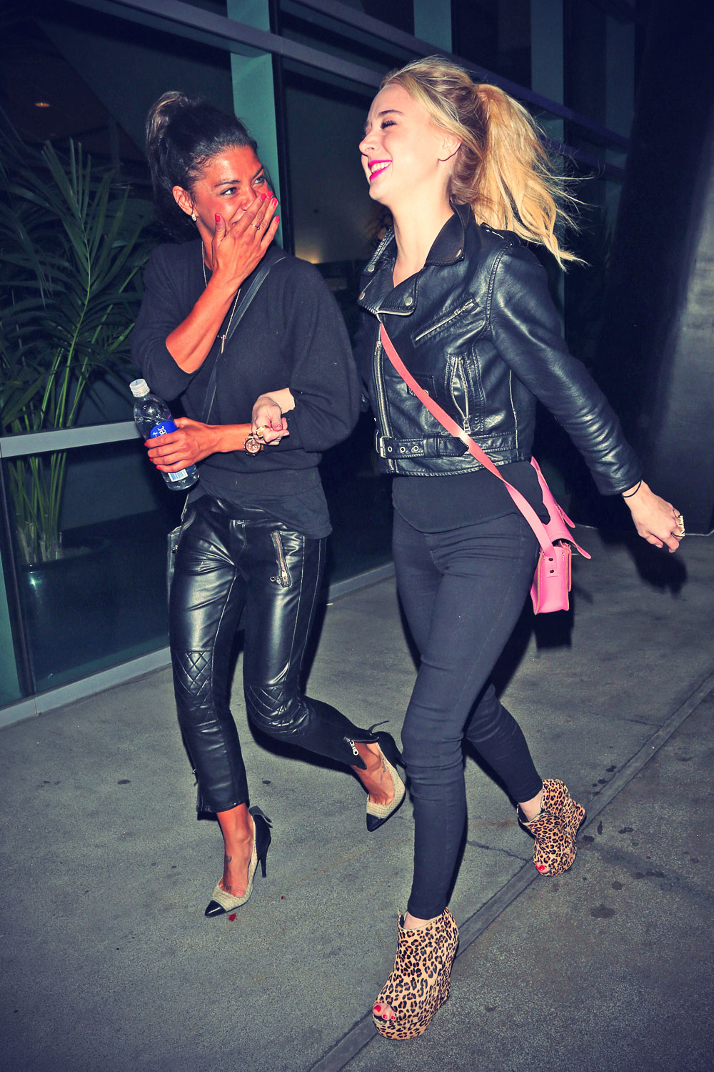 Jessica Szohr and Alessandra Torresani outside the Staples Center