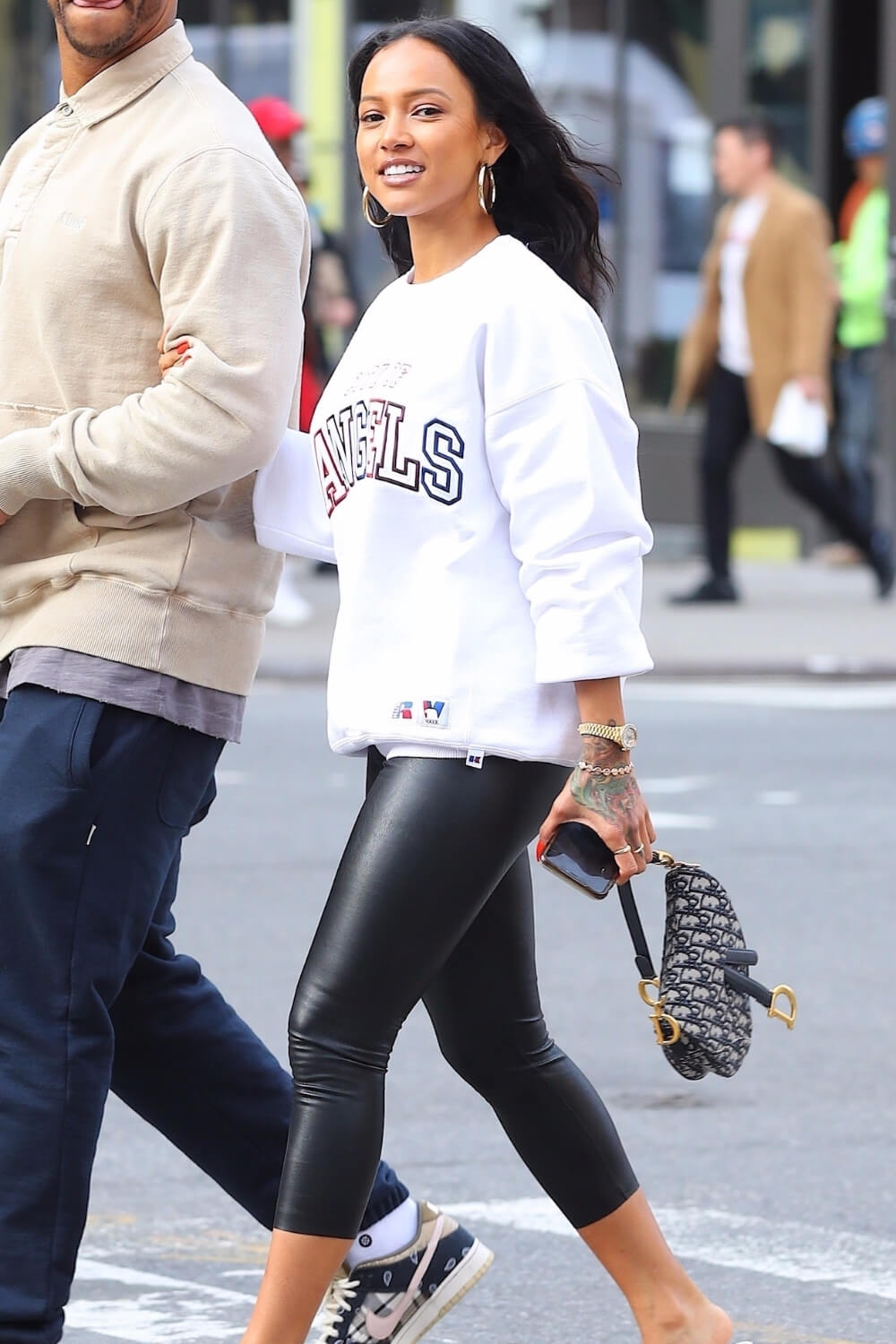 Karrueche Tran after shopping at Kith - Leather Celebrities