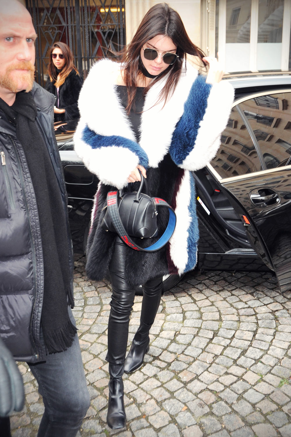 Kendall Jenner arriving at the Balmain Fashion Show