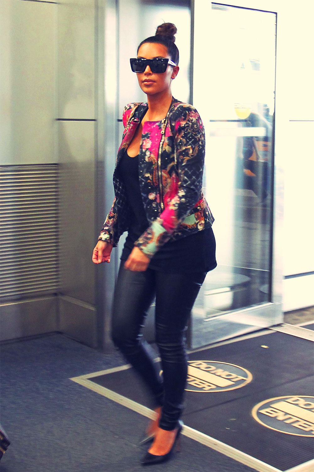 Kim Kardashian arriving for a flight