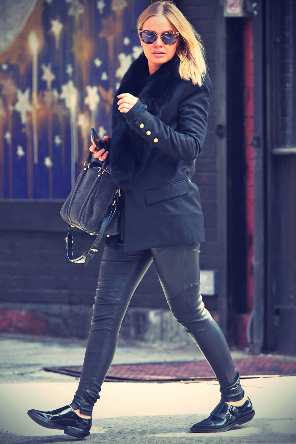 Lara Bingle Shops in NYC - Leather Celebrities