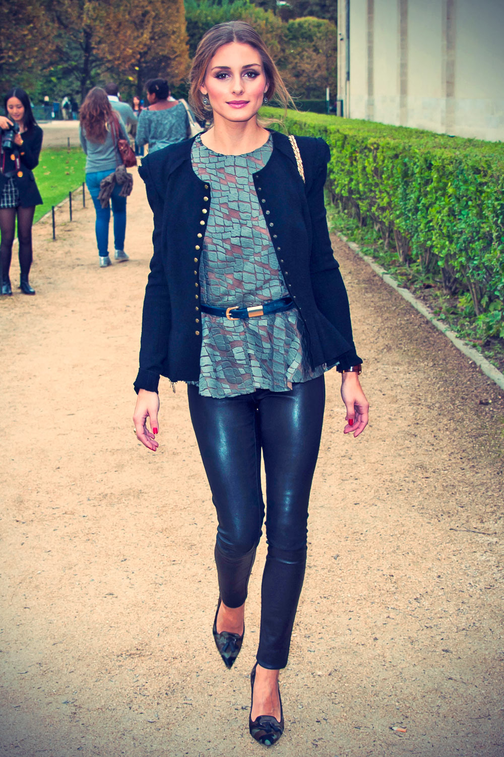Olivia Palermo attends Elie Saab SS14 Paris Fashion Week - Leather ...