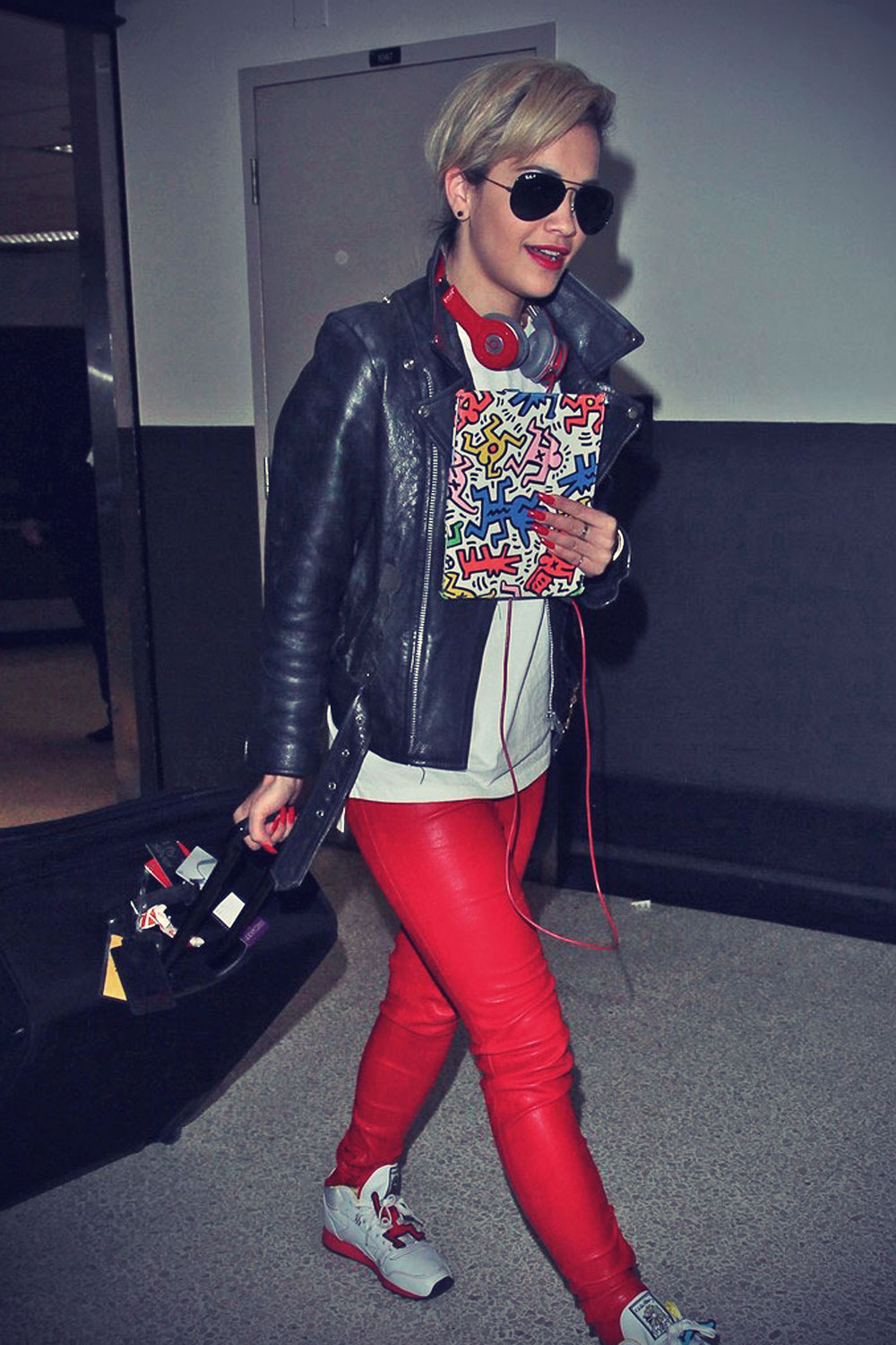 Rita Ora arriving on a flight at LAX Airport