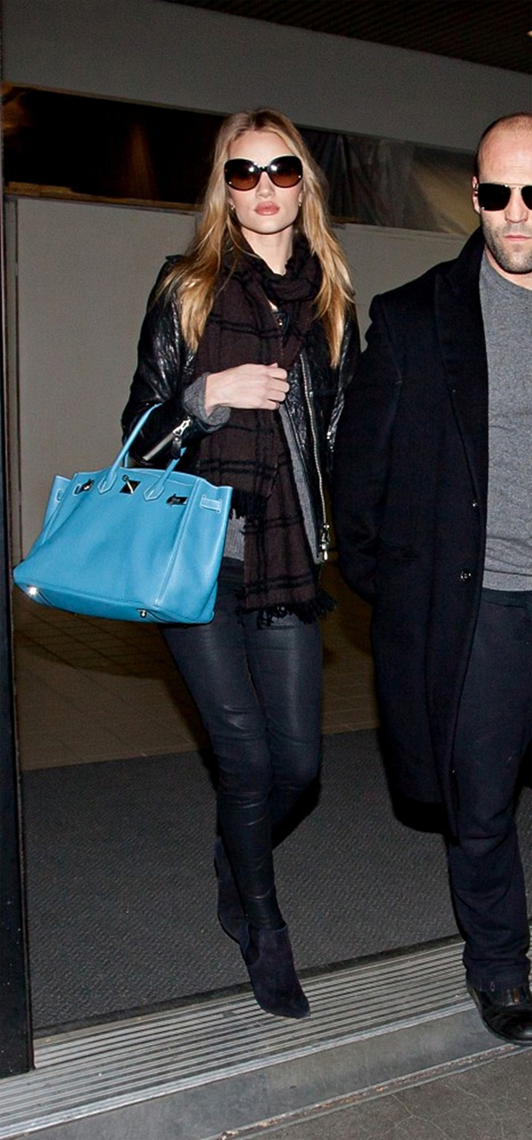 Rosie Huntington-Whitely arrive at LAX with boyfriend Jason Statham