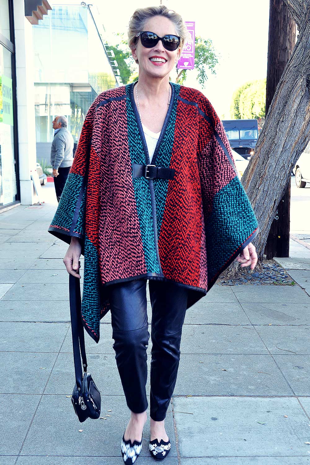 Sharon Stone is spotted shopping for rugs in Beverly Hills - Leather ...