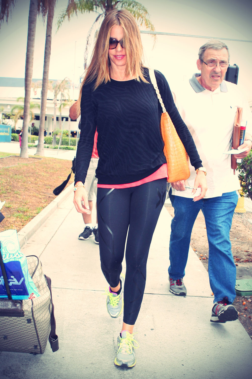 Sofia Vergara arriving on a flight at LAX airport