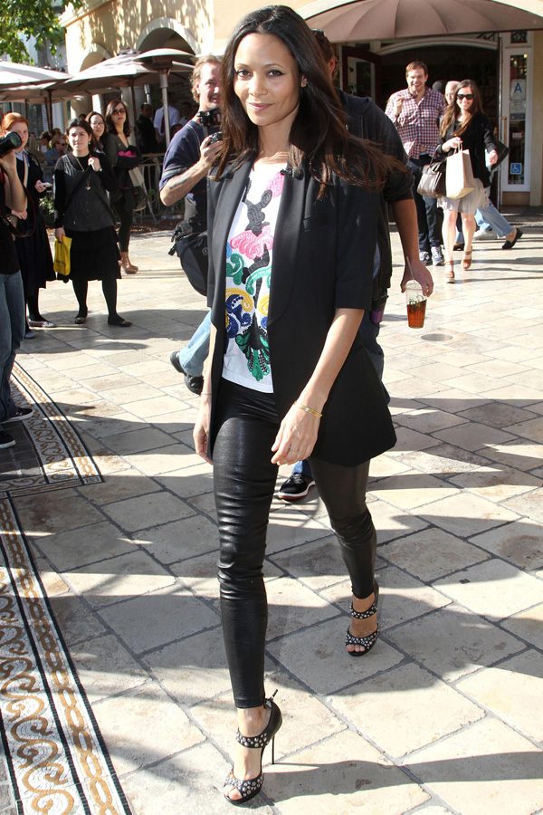 Thandie Newton Interviews With Extra at The Grove in LA