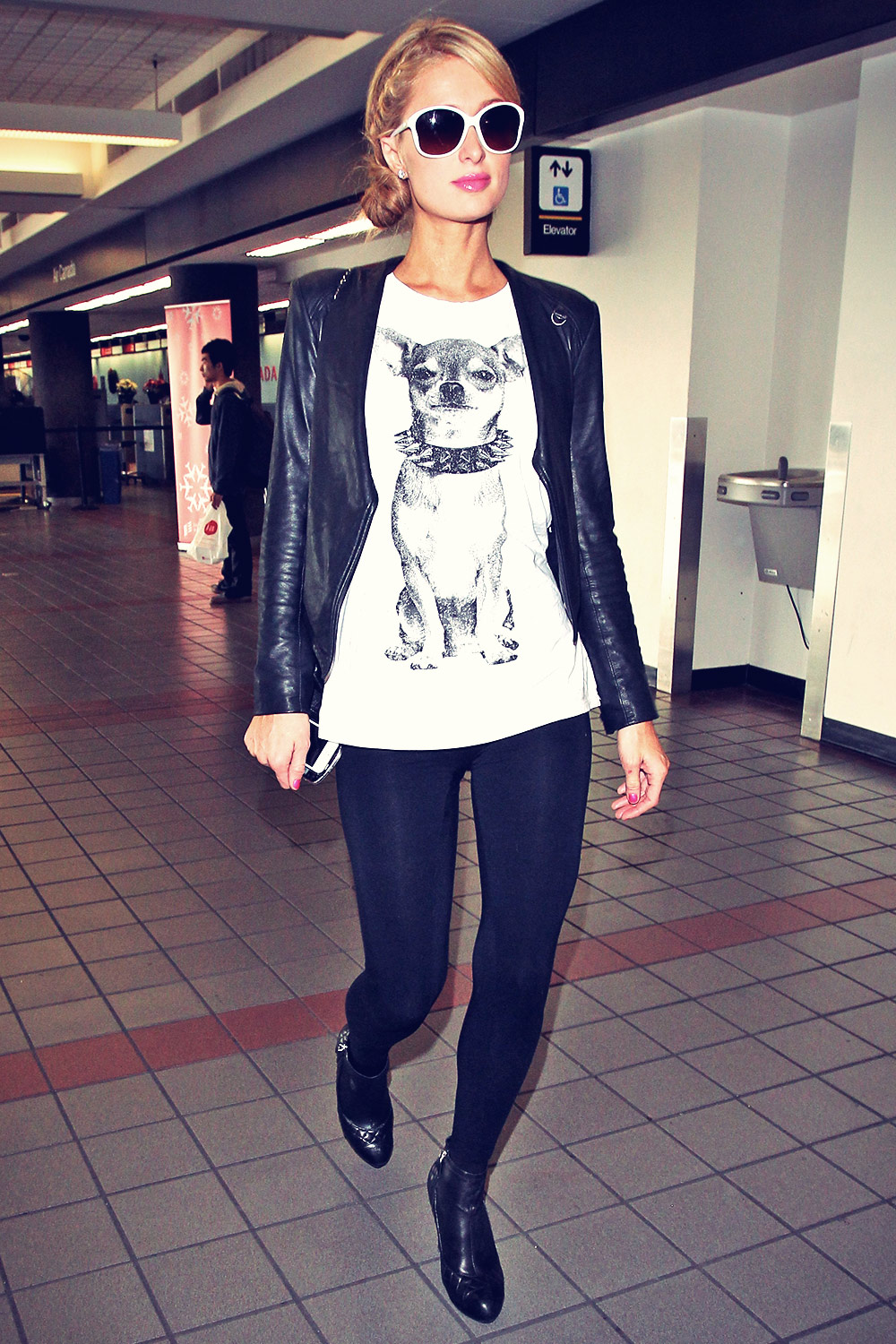 Paris Hilton walking through LAX airport